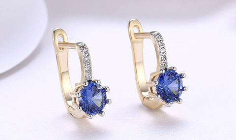 14K Gold Plating Elements Starburst Leverback Pav&