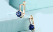 14K Gold Plating  Elements Starburst Leverback Pav'e Clip On Earrings