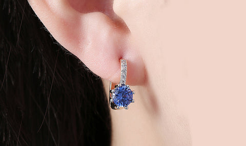 14K Gold Plating Gemstone Starburst Leverback Pav&