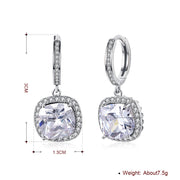 3.00 Ct Asscher Cut Halo Drop Earring in 18K White Gold Plated