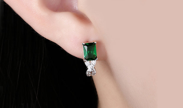 14K Gold Plating Emerald Cut Emerald Twisted Pav&