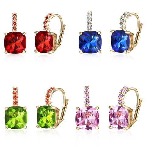 Iridescent Amethyst Ascher Cut Pave Leverback in 14K Gold Plated