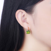 Iridescent Amethyst Ascher Cut Pave Leverback in 14K Gold Plated