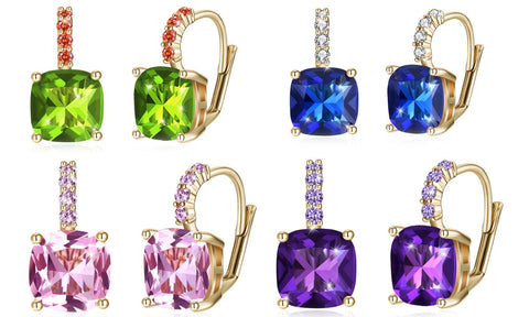 Asscher Cut Leverback Earrings Set in 18K Gold Plating Made with Swarovski Crystal, , ALILY , ALILY   jewelryjewelry deals, swarovski crystal jewelry, groupon jewelry,, jewelry for mom, 