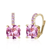Iridescent Amethyst Ascher Cut Pave Leverback in 14K Gold Plated