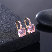 Iridescent Amethyst Ascher Cut Pave Leverback in 14K Gold Plated