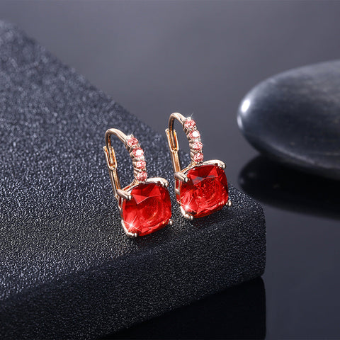 Iridescent Amethyst Ascher Cut Pave Leverback in 14K Gold Plated