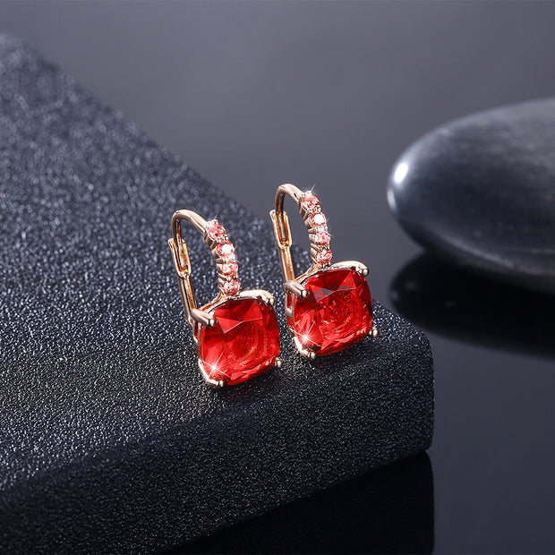 Iridescent Amethyst Ascher Cut Pave Leverback in 14K Gold Plated