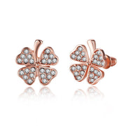 Elements Pav'e Clover Studs in 14K Rose