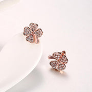 Elements Pav'e Clover Studs in 14K Rose