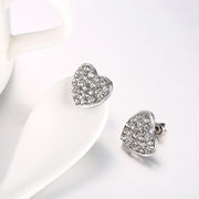 Micro-Pav'e  Elements Heart Shaped Studs in 18K White Gold
