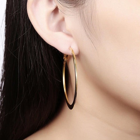 42mm Flat Hoop Earring in 18K Gold Plated, Earring, ALILY , ALILY   jewelryjewelry deals, swarovski crystal jewelry, groupon jewelry,, jewelry for mom, 