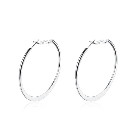 42mm Flat Hoop Earring in 18K White Gold Plated, Earring, ALILY , ALILY   jewelryjewelry deals, swarovski crystal jewelry, groupon jewelry,, jewelry for mom, 