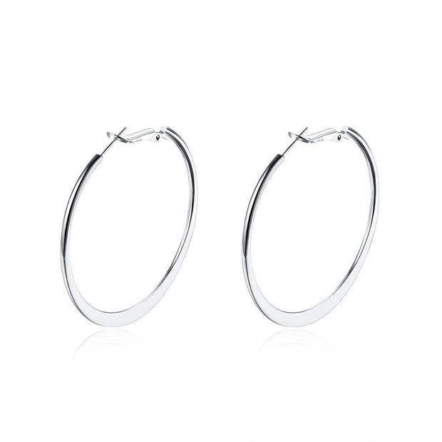 42mm Flat Hoop Earring in 18K White Gold Plated, Earring, ALILY , ALILY   jewelryjewelry deals, swarovski crystal jewelry, groupon jewelry,, jewelry for mom, 
