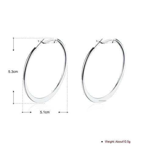 42mm Flat Hoop Earring in 18K White Gold Plated, Earring, ALILY , ALILY   jewelryjewelry deals, swarovski crystal jewelry, groupon jewelry,, jewelry for mom, 