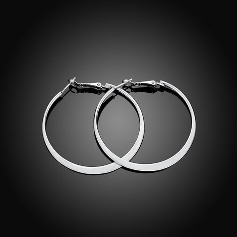 42mm Flat Hoop Earring in 18K White Gold Plated, Earring, ALILY , ALILY   jewelryjewelry deals, swarovski crystal jewelry, groupon jewelry,, jewelry for mom, 