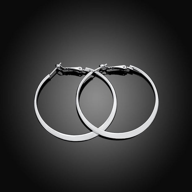 42mm Flat Hoop Earring in 18K White Gold Plated, Earring, ALILY , ALILY   jewelryjewelry deals, swarovski crystal jewelry, groupon jewelry,, jewelry for mom, 