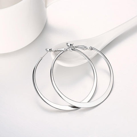 42mm Flat Hoop Earring in 18K White Gold Plated, Earring, ALILY , ALILY   jewelryjewelry deals, swarovski crystal jewelry, groupon jewelry,, jewelry for mom, 