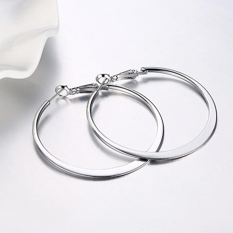 42mm Flat Hoop Earring in 18K White Gold Plated, Earring, ALILY , ALILY   jewelryjewelry deals, swarovski crystal jewelry, groupon jewelry,, jewelry for mom, 