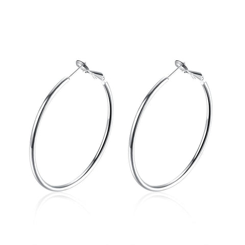 42mm Round Hoop Earring in 18K White Gold Plated, Earring, ALILY , ALILY   jewelryjewelry deals, swarovski crystal jewelry, groupon jewelry,, jewelry for mom, 