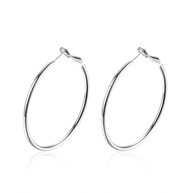 42mm Round Hoop Earring in 18K White Gold Plated, Earring, ALILY , ALILY   jewelryjewelry deals, swarovski crystal jewelry, groupon jewelry,, jewelry for mom, 