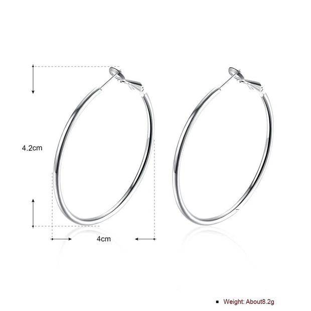 42mm Round Hoop Earring in 18K White Gold Plated, Earring, ALILY , ALILY   jewelryjewelry deals, swarovski crystal jewelry, groupon jewelry,, jewelry for mom, 
