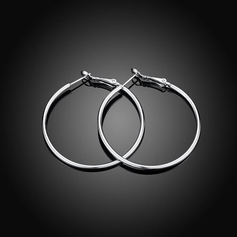 42mm Round Hoop Earring in 18K White Gold Plated, Earring, ALILY , ALILY   jewelryjewelry deals, swarovski crystal jewelry, groupon jewelry,, jewelry for mom, 