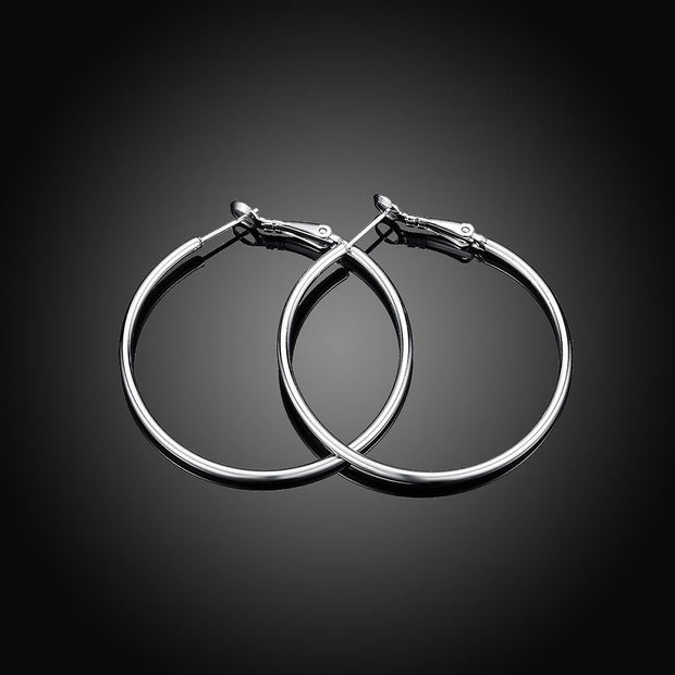 42mm Round Hoop Earring in 18K White Gold Plated, Earring, ALILY , ALILY   jewelryjewelry deals, swarovski crystal jewelry, groupon jewelry,, jewelry for mom, 