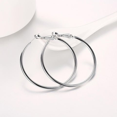 42mm Round Hoop Earring in 18K White Gold Plated, Earring, ALILY , ALILY   jewelryjewelry deals, swarovski crystal jewelry, groupon jewelry,, jewelry for mom, 