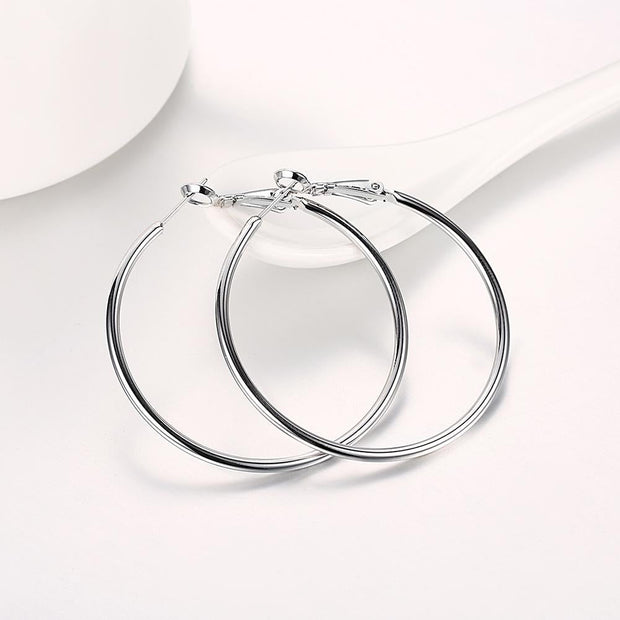 42mm Round Hoop Earring in 18K White Gold Plated, Earring, ALILY , ALILY   jewelryjewelry deals, swarovski crystal jewelry, groupon jewelry,, jewelry for mom, 
