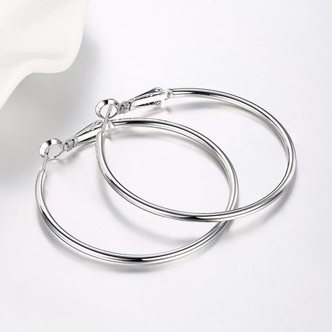 42mm Round Hoop Earring in 18K White Gold Plated, Earring, ALILY , ALILY   jewelryjewelry deals, swarovski crystal jewelry, groupon jewelry,, jewelry for mom, 
