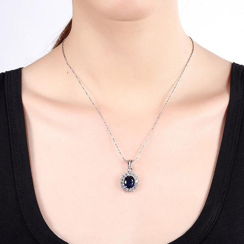3.55 CTTW Sapphire Oval Cut Necklace Set in 18K White Gold Plated, Necklaces, ALILY , ALILY   jewelryjewelry deals, swarovski crystal jewelry, groupon jewelry,, jewelry for mom, 