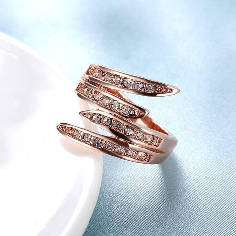 Swirl Cocktail Ring Made with Swarovski in 14K Rose Gold - ALILY  www..com fashion jewelry for women