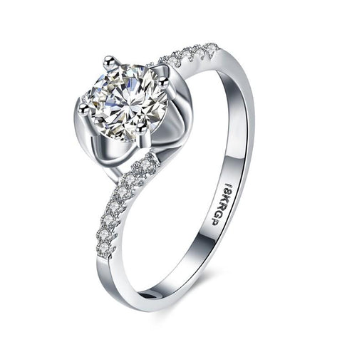 1.00 CTTW Engagement Cut Floral White Crystal Pav&