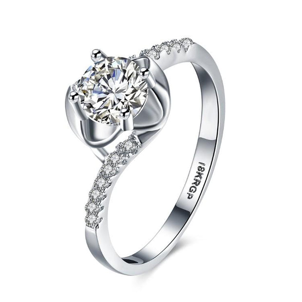 1.00 CTTW Engagement Cut Floral White Crystal Pav&