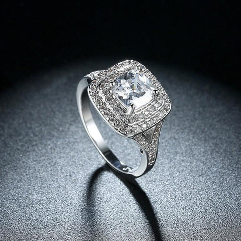 2.50 ct Cushion Double Halo Square Engagement Ring, Rings, ALILY , ALILY   jewelryjewelry deals, swarovski crystal jewelry, groupon jewelry,, jewelry for mom, 