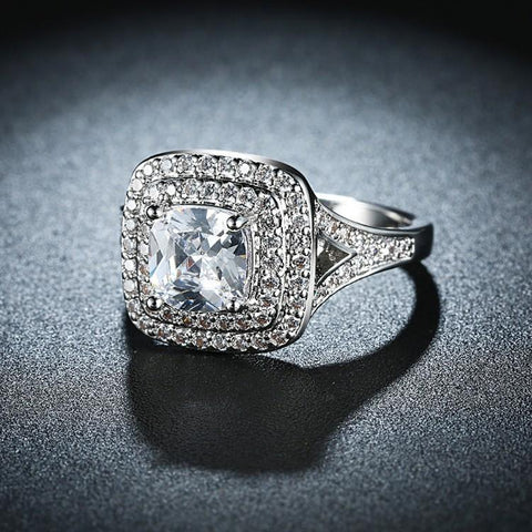 2.50 ct Cushion Double Halo Square Engagement Ring, Rings, ALILY , ALILY   jewelryjewelry deals, swarovski crystal jewelry, groupon jewelry,, jewelry for mom, 