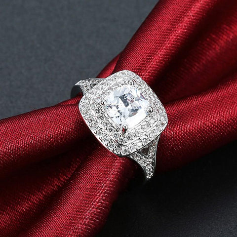 2.50 ct Cushion Double Halo Square Engagement Ring, Rings, ALILY , ALILY   jewelryjewelry deals, swarovski crystal jewelry, groupon jewelry,, jewelry for mom, 