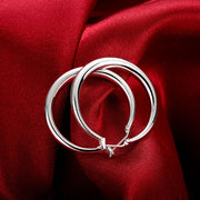 French Lock Hoop Earring in 18K White Gold Plated