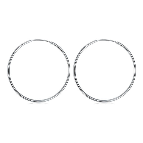50mm Smooth Hoop Earring in 18K White Gold Plated, Earring, ALILY , ALILY   jewelryjewelry deals, swarovski crystal jewelry, groupon jewelry,, jewelry for mom, 