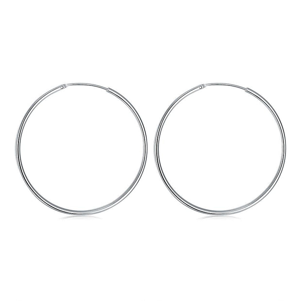 50mm Smooth Hoop Earring in 18K White Gold Plated, Earring, ALILY , ALILY   jewelryjewelry deals, swarovski crystal jewelry, groupon jewelry,, jewelry for mom, 
