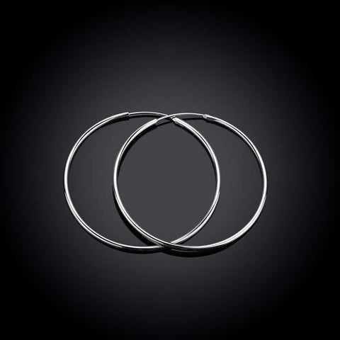 50mm Smooth Hoop Earring in 18K White Gold Plated, Earring, ALILY , ALILY   jewelryjewelry deals, swarovski crystal jewelry, groupon jewelry,, jewelry for mom, 