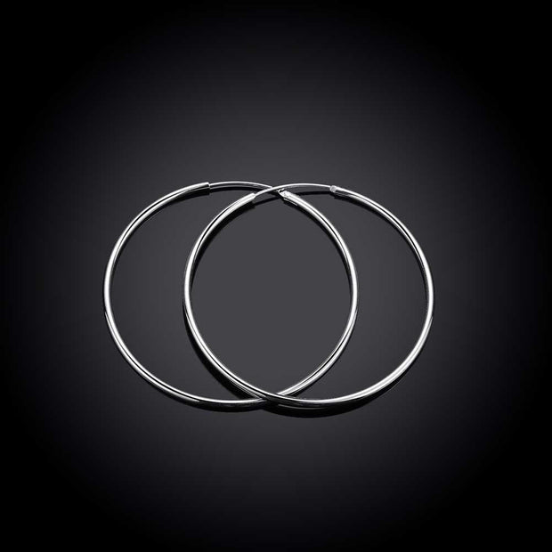 50mm Smooth Hoop Earring in 18K White Gold Plated, Earring, ALILY , ALILY   jewelryjewelry deals, swarovski crystal jewelry, groupon jewelry,, jewelry for mom, 