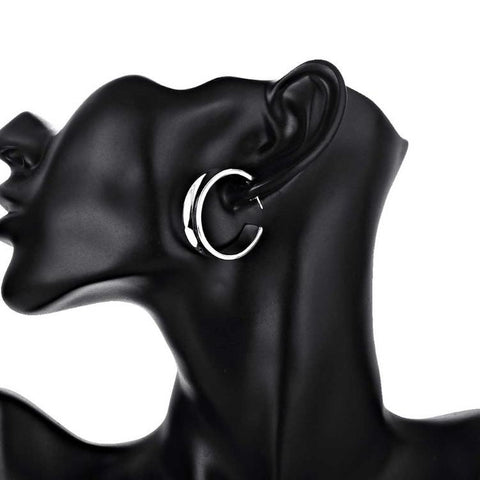 Classic White Gold Plated Hoop Earrings, Earring, ALILY , ALILY   jewelryjewelry deals, swarovski crystal jewelry, groupon jewelry,, jewelry for mom, 