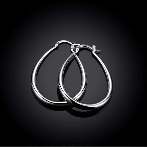 40mm French Lock Hoop Earring in 18K White Gold Plated, Earring, ALILY , ALILY   jewelryjewelry deals, swarovski crystal jewelry, groupon jewelry,, jewelry for mom, 