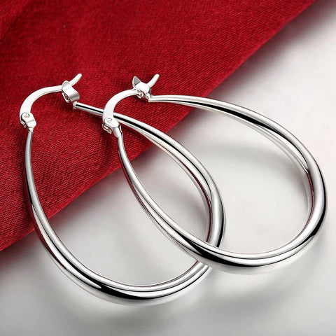 40mm French Lock Hoop Earring in 18K White Gold Plated, Earring, ALILY , ALILY   jewelryjewelry deals, swarovski crystal jewelry, groupon jewelry,, jewelry for mom, 