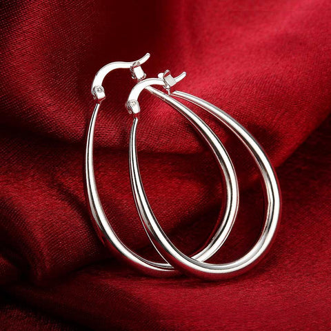 40mm French Lock Hoop Earring in 18K White Gold Plated, Earring, ALILY , ALILY   jewelryjewelry deals, swarovski crystal jewelry, groupon jewelry,, jewelry for mom, 
