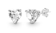 White Topaz Heart Stud Earring in 14K White Gold Plated 6mm