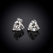 White Topaz Heart Stud Earring in 14K White Gold Plated 6mm