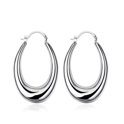 47mm Thick Cut Hoop Earring in 18K White Gold Plated, Earring, ALILY , ALILY   jewelryjewelry deals, swarovski crystal jewelry, groupon jewelry,, jewelry for mom, 
